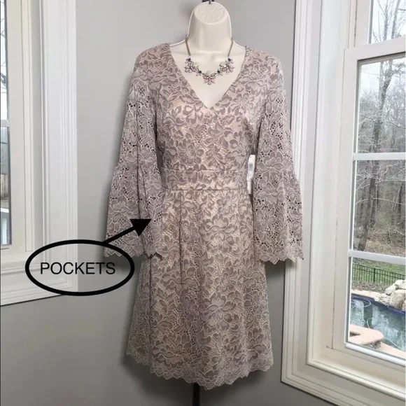 Eliza j lace pleated cocktail dress sale